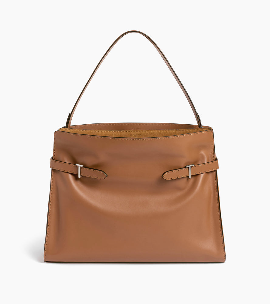 Bolsa de hombro modelo maxi Emie en cuero liso y ante
