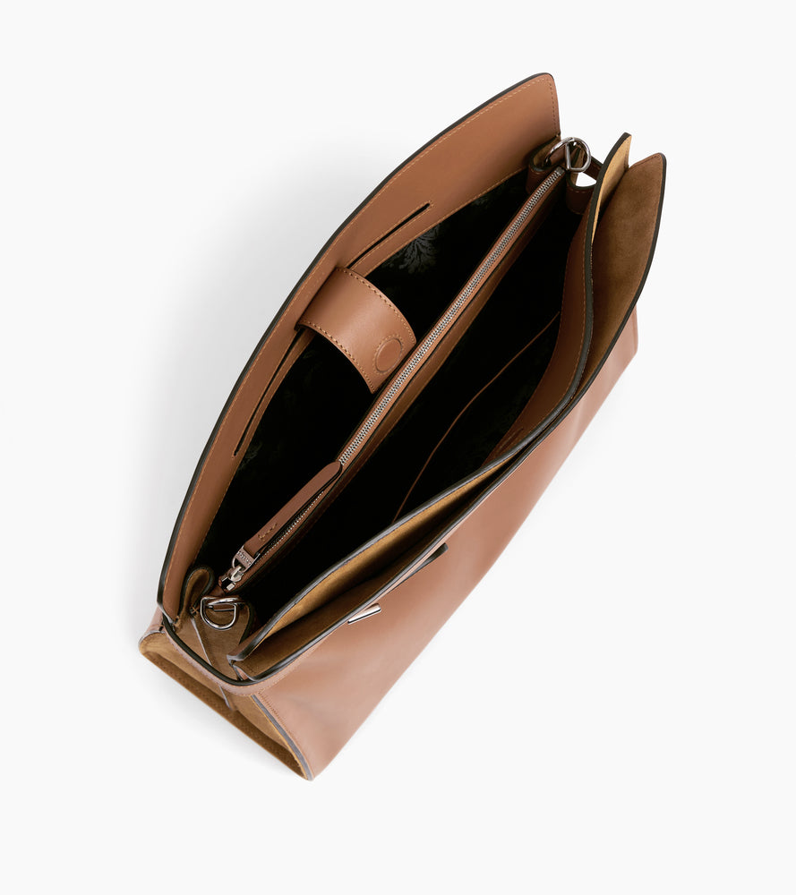 Bolsa de hombro modelo maxi Emie en cuero liso y ante