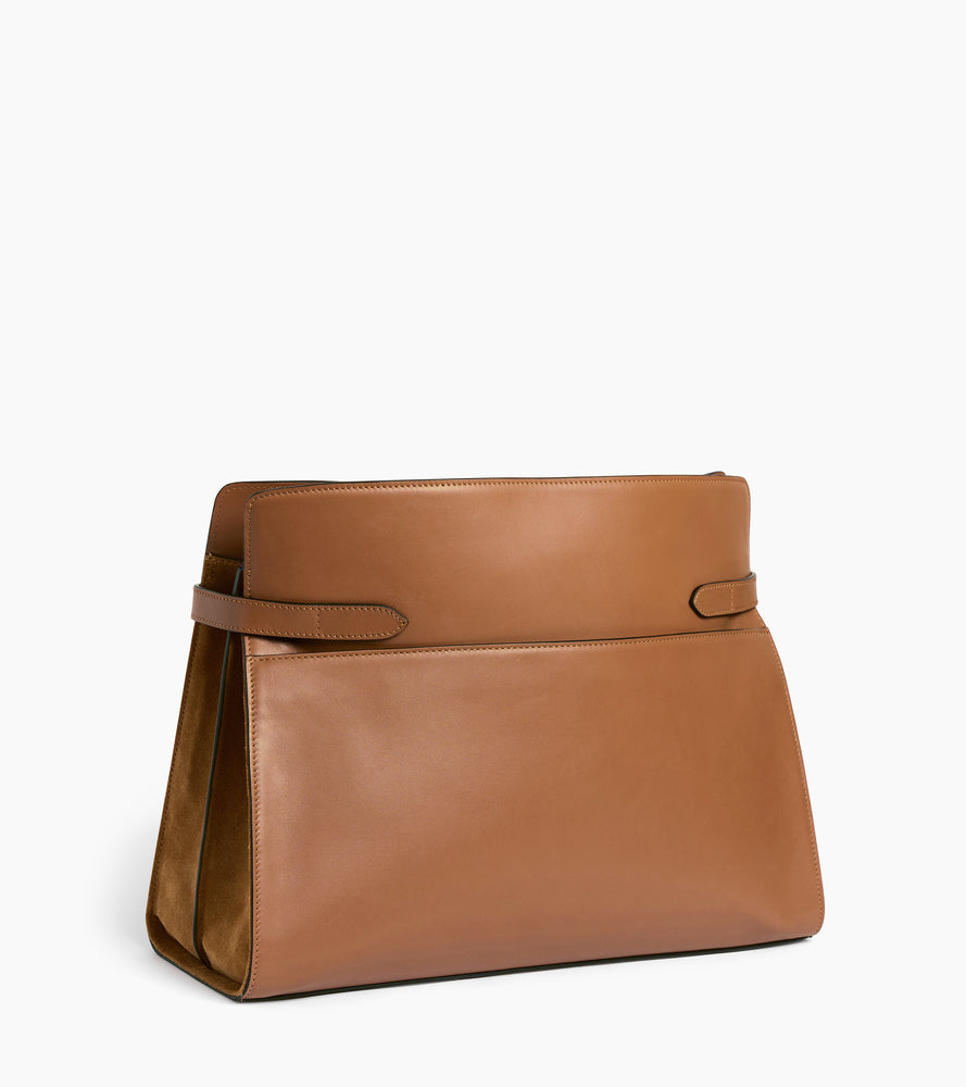 Bolsa de hombro modelo maxi Emie en cuero liso y ante
