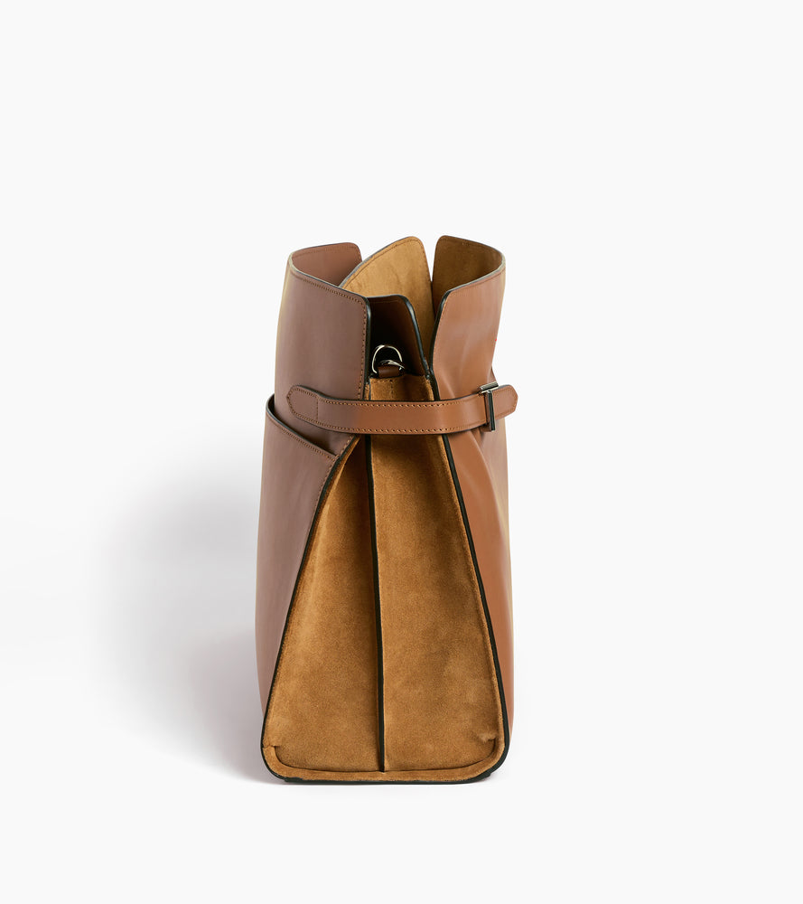 Bolsa de hombro modelo maxi Emie en cuero liso y ante