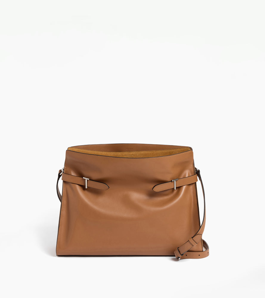 Bolsa de hombro modelo maxi Emie en cuero liso y ante