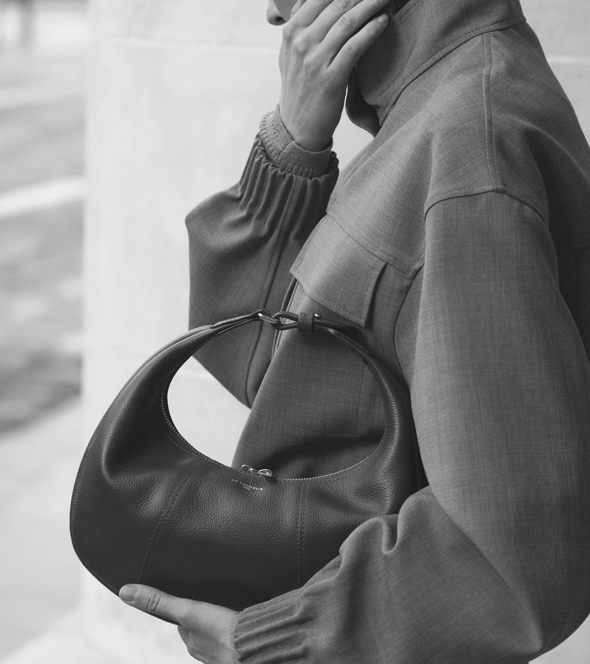 Small Hobo Bag in grained leather