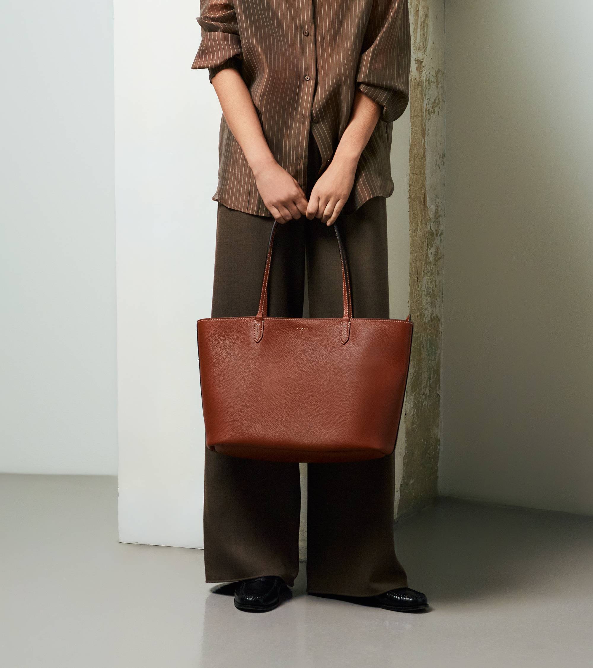 Grand sac cabas Louise en cuir grainé