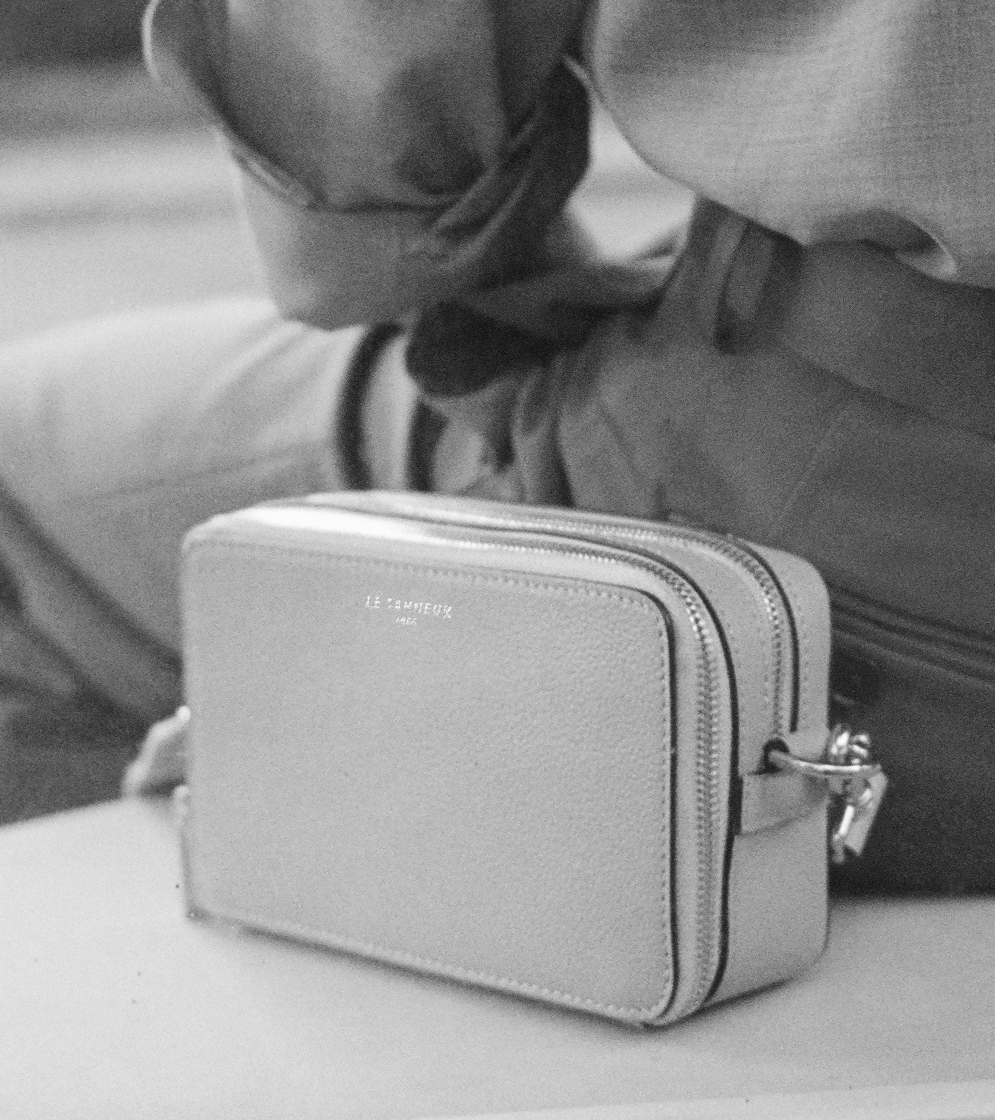 Bolso bandolera pequeño con 2 compartimentos Émile de cuero texturizado