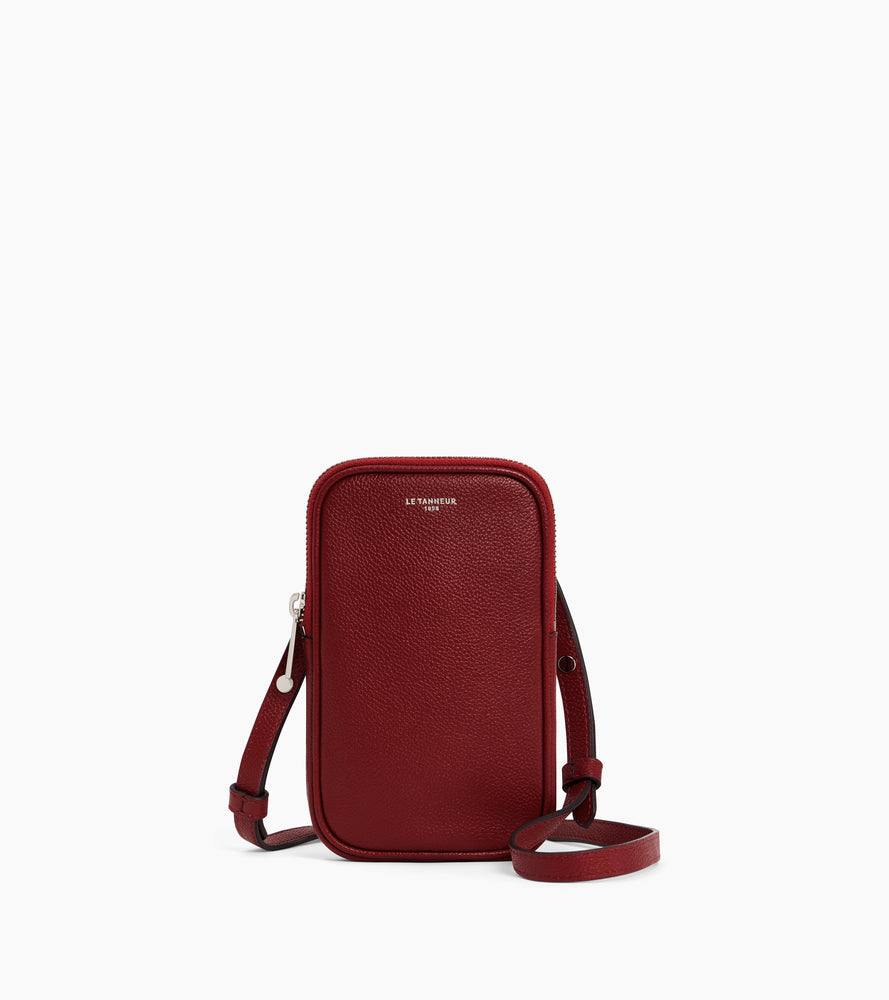 Etui téléphone en cuir grainé