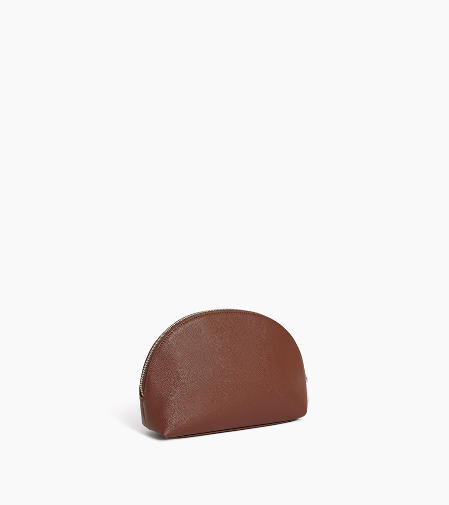 Trousse de toilette demi-lune en cuir grainé