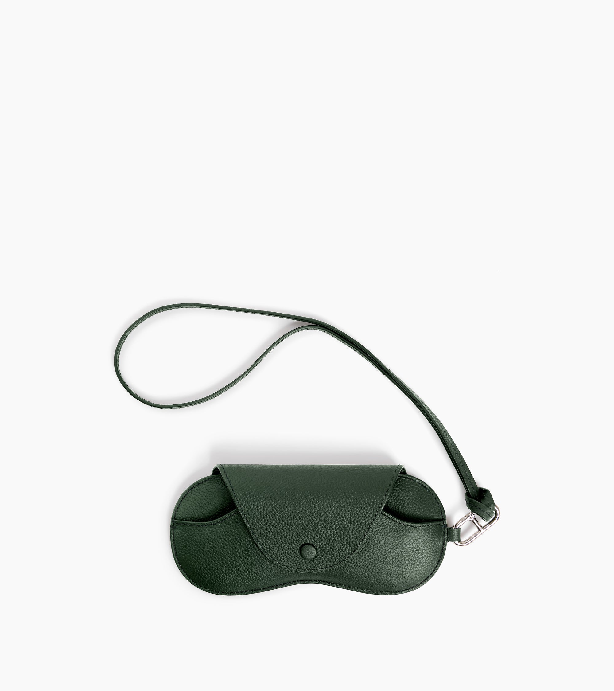 Glasses case with charms in grained leather