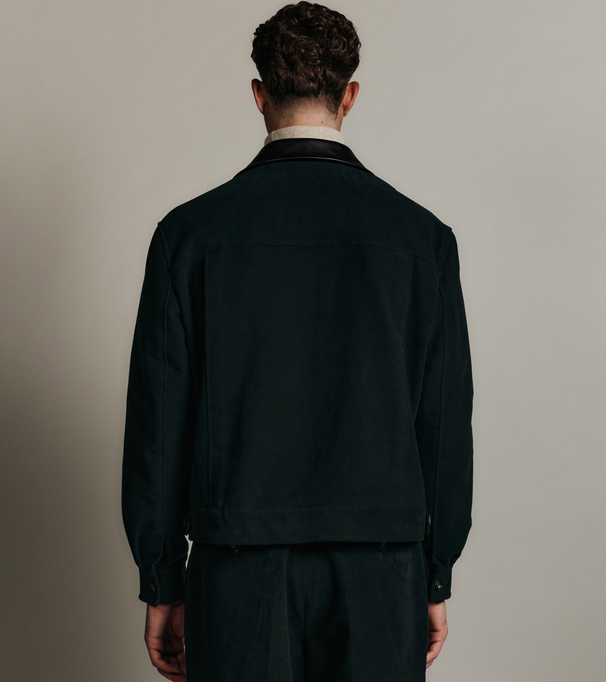 Blouson Le Tanneur x HAST en cuir lisse et toile coton