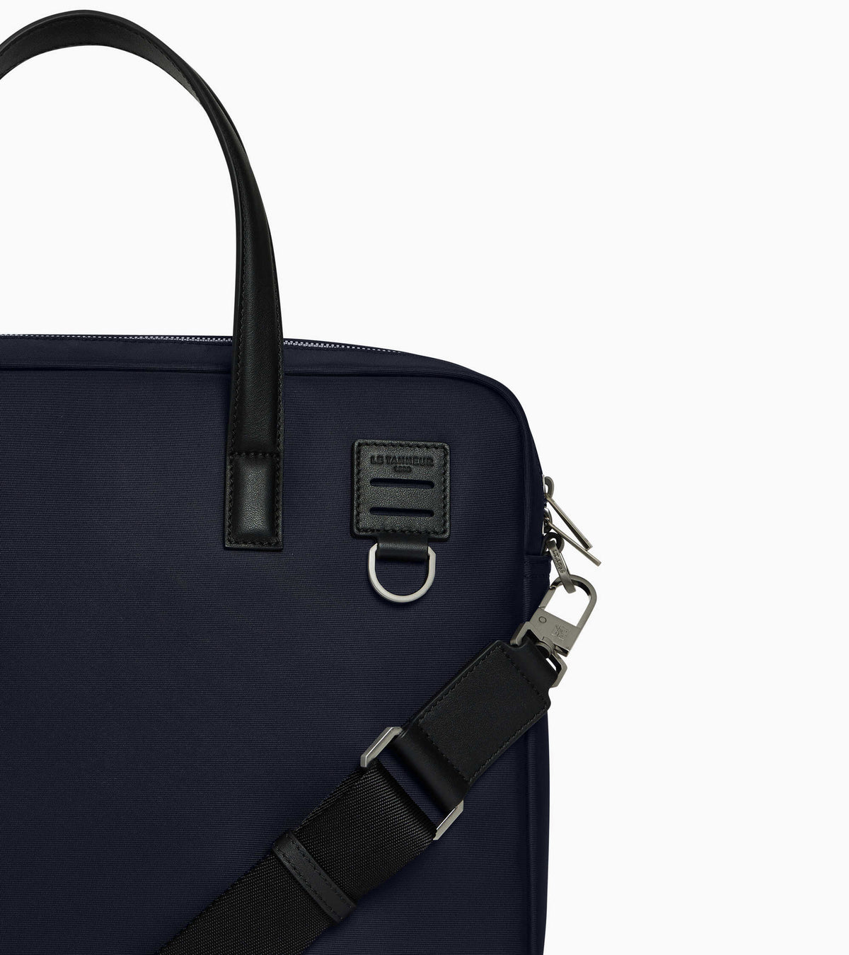 Basile 15" briefcase in nylon canvas and smooth leather