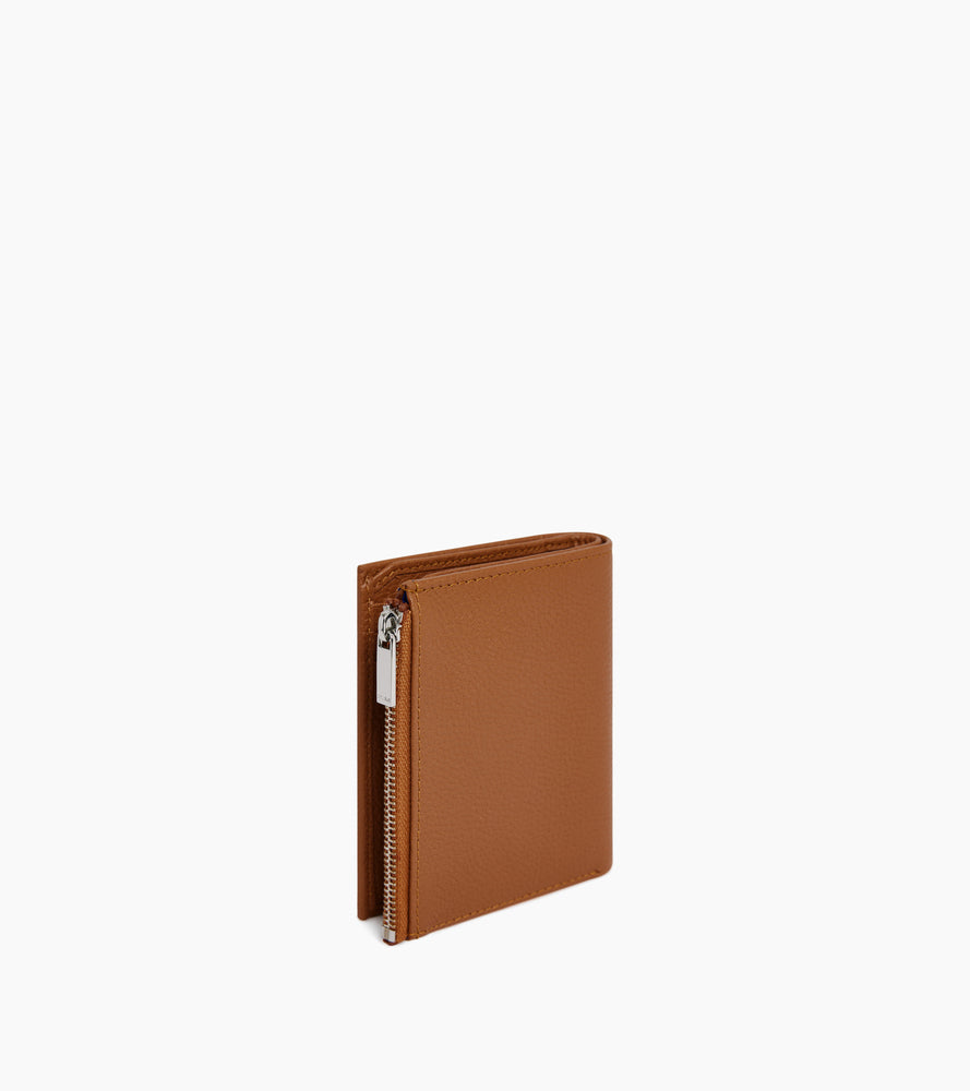 Portefeuille moyen modèle zippé Charles en cuir grainé