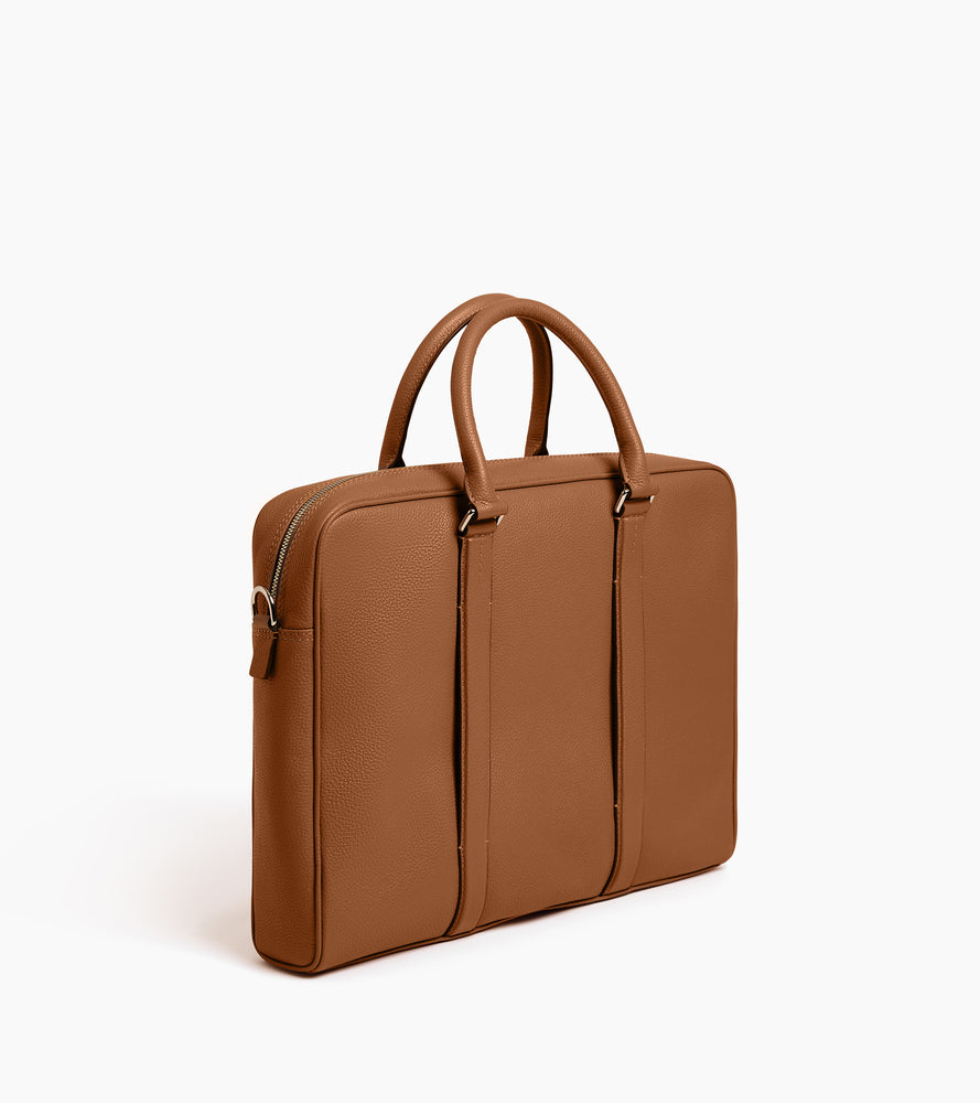 Charles 15" briefcase in grained leather small size
