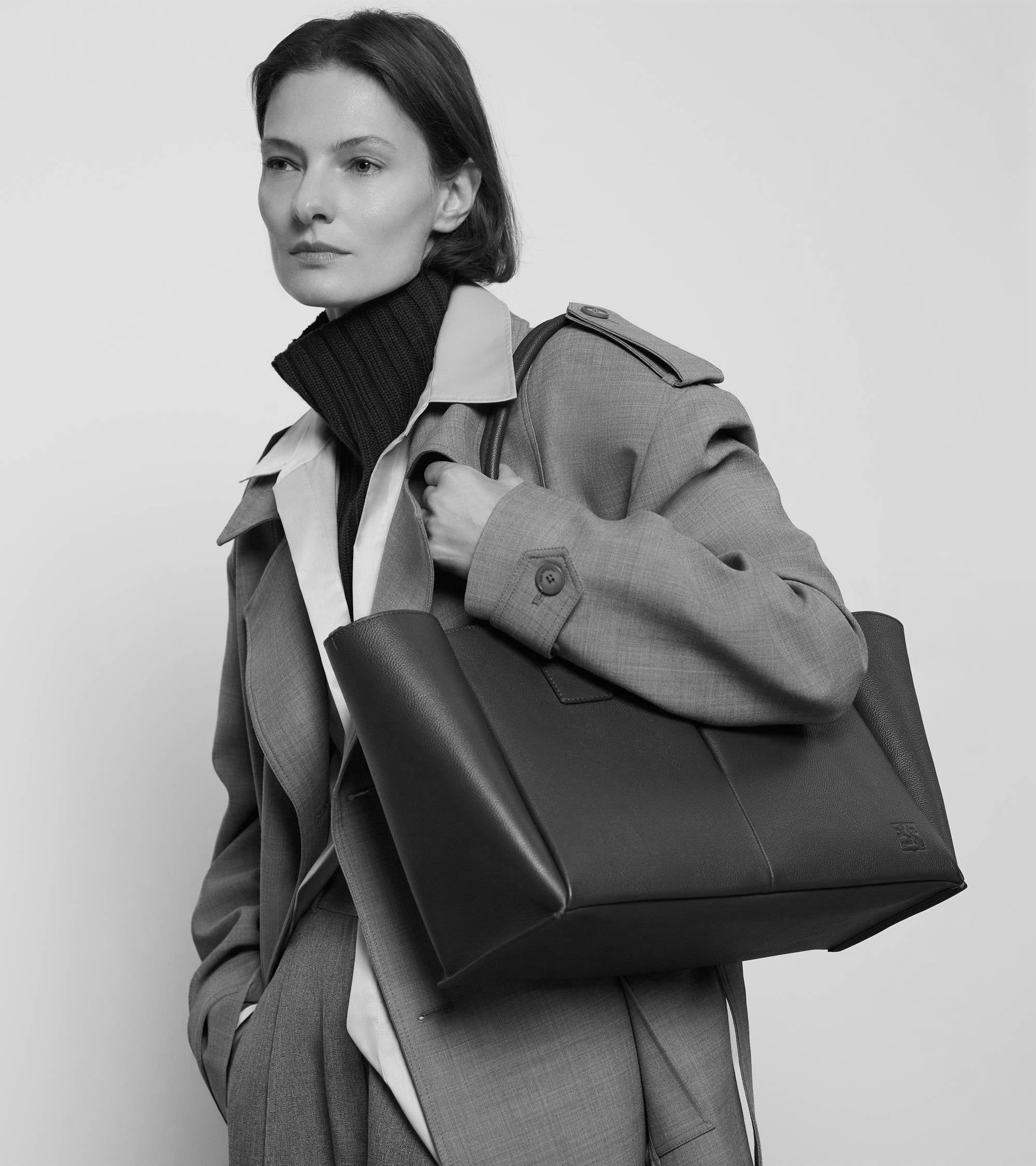 Grand sac cabas Elena en cuir grainé