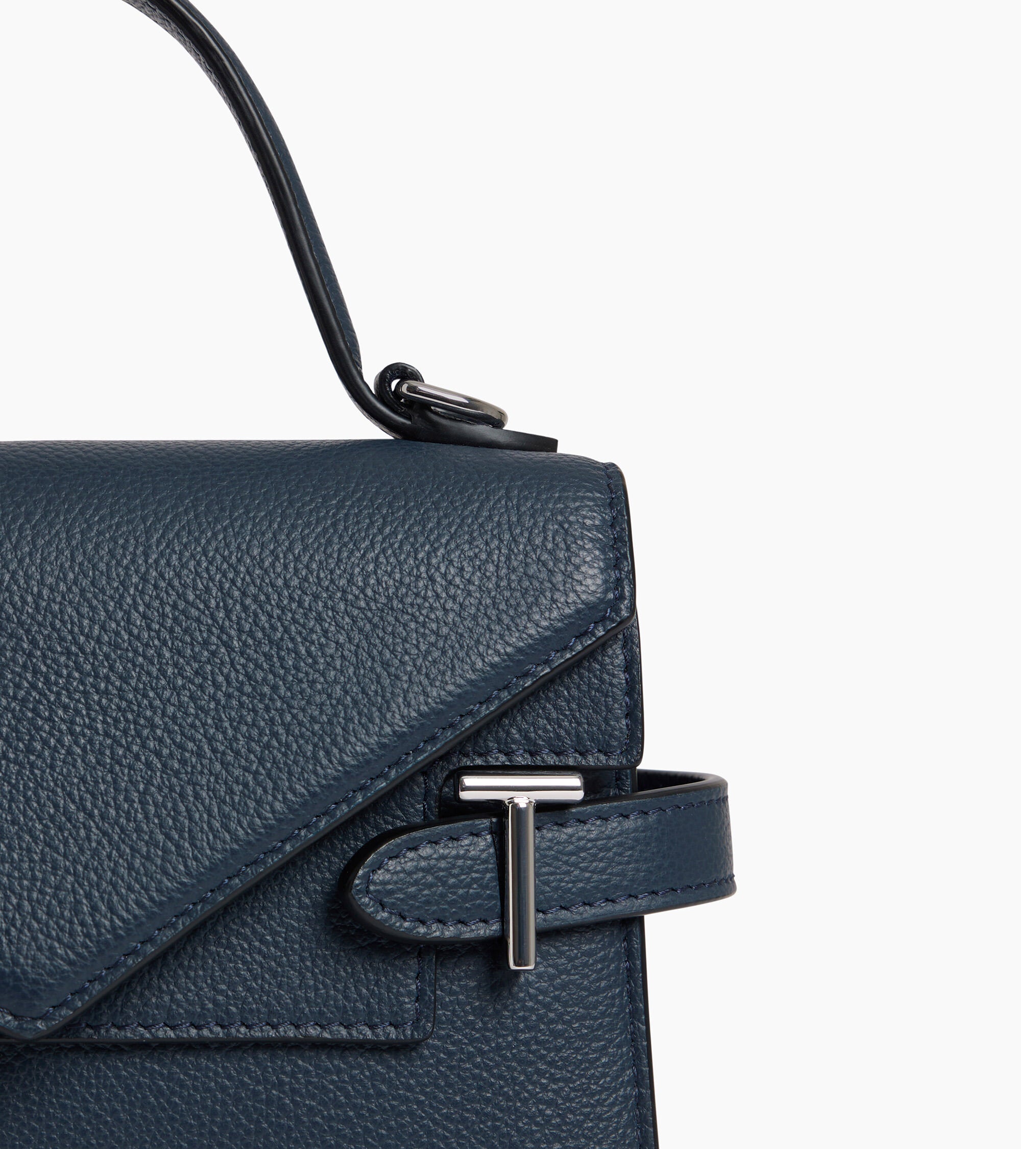 Emilie small grained leather double flap handbag