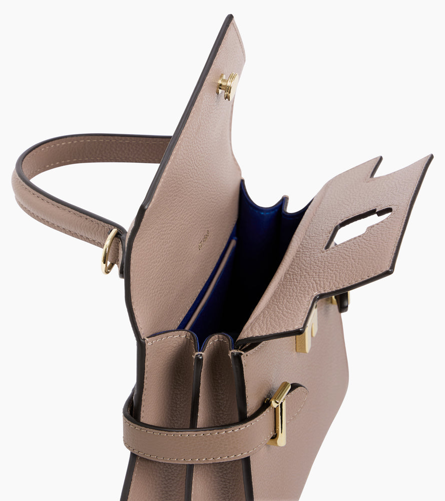 Petit sac à main double rabat Emilie en cuir grainé