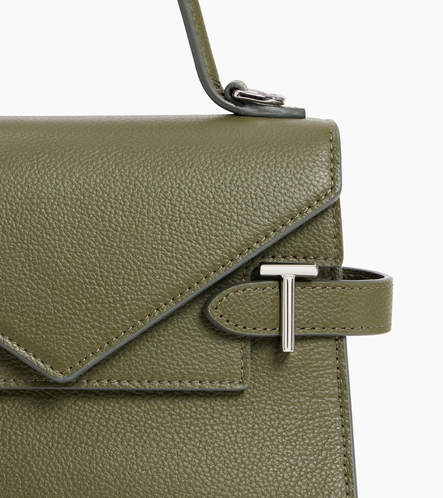 Petit sac à main double rabat Emilie en cuir grainé