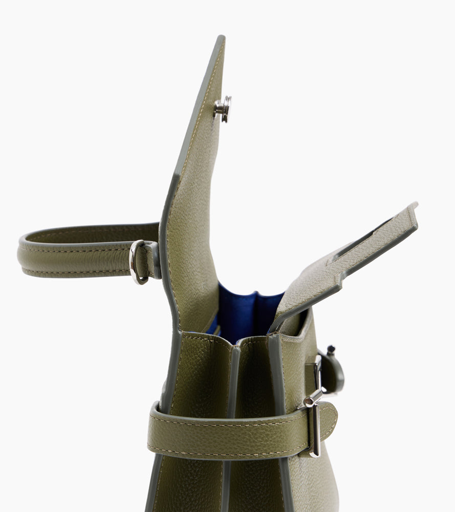 Petit sac à main double rabat Emilie en cuir grainé