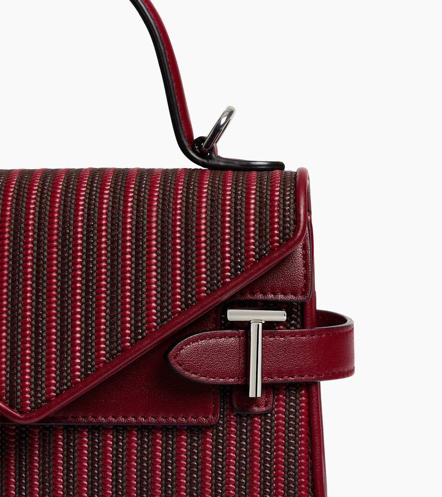 Petit sac à main double rabat Emilie en cuir tressé