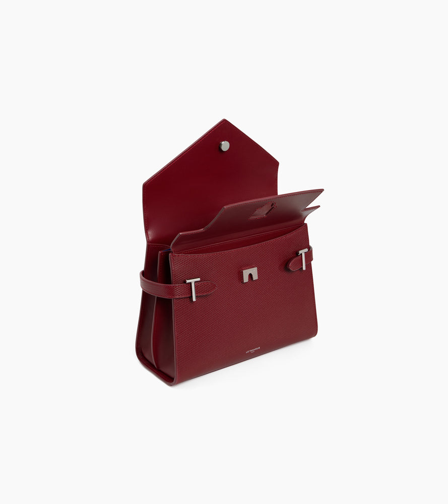 Sac à main double rabat moyen modèle Emilie en cuir signature T