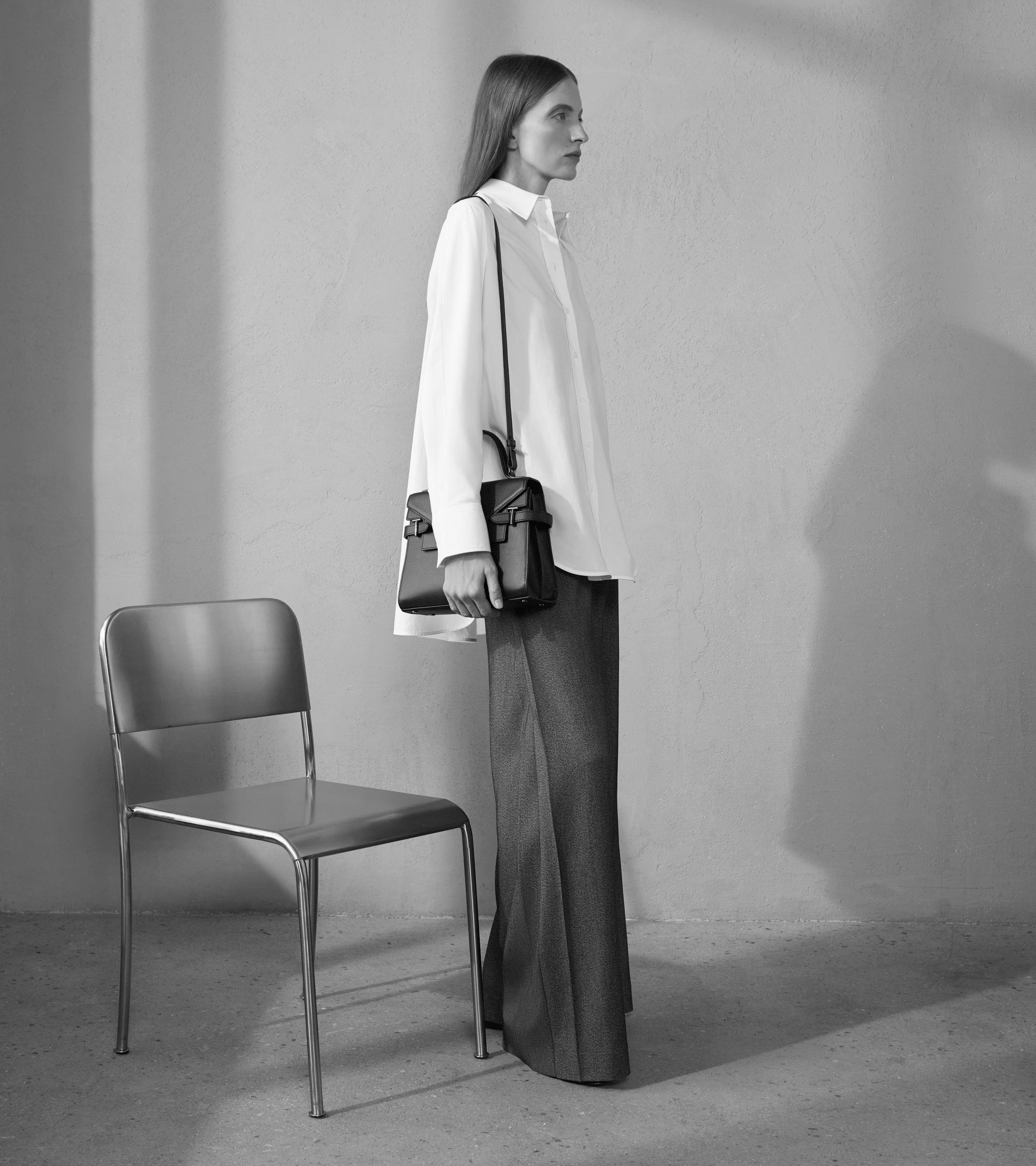 Sac à main double rabat moyen modèle Emilie en cuir grainé