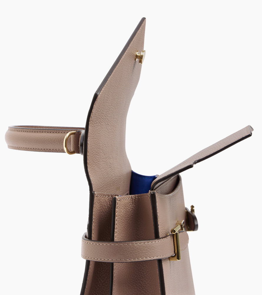 Sac à main double rabat moyen modèle Emilie en cuir grainé