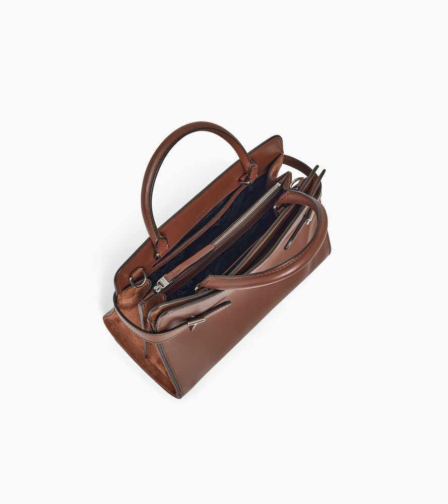 Sac à main moyen modèle Emie en cuir lisse et nubuck