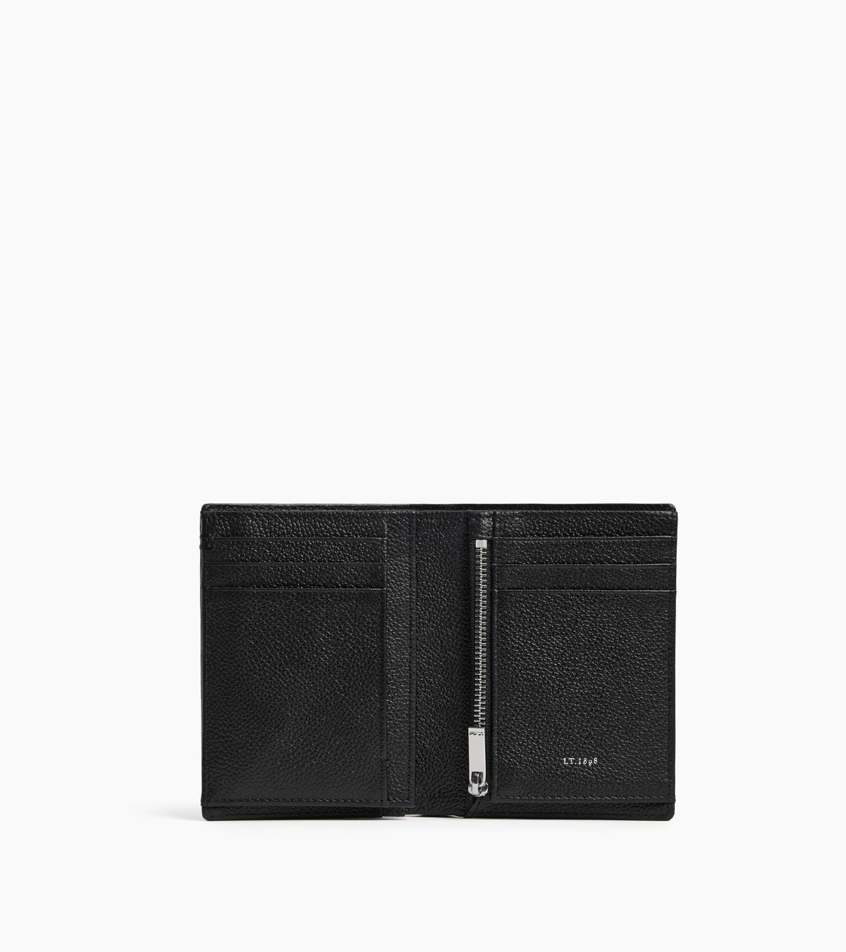 Lucien large vertical two-fold zipped wallet in grained leather