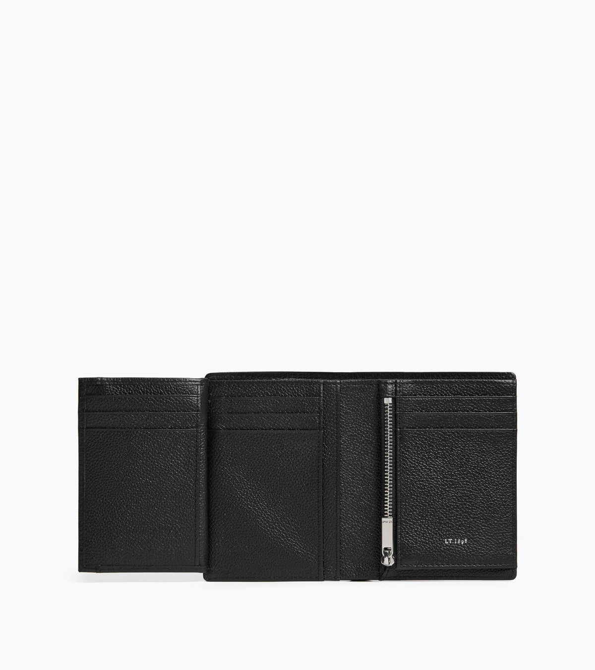 Lucien large vertical two-fold zipped wallet in grained leather