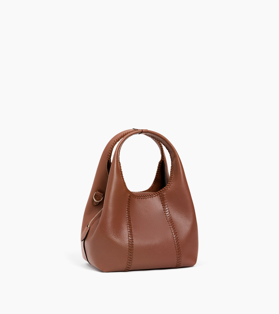 Petit sac à main Juliette en cuir grainé avec surpiqûres