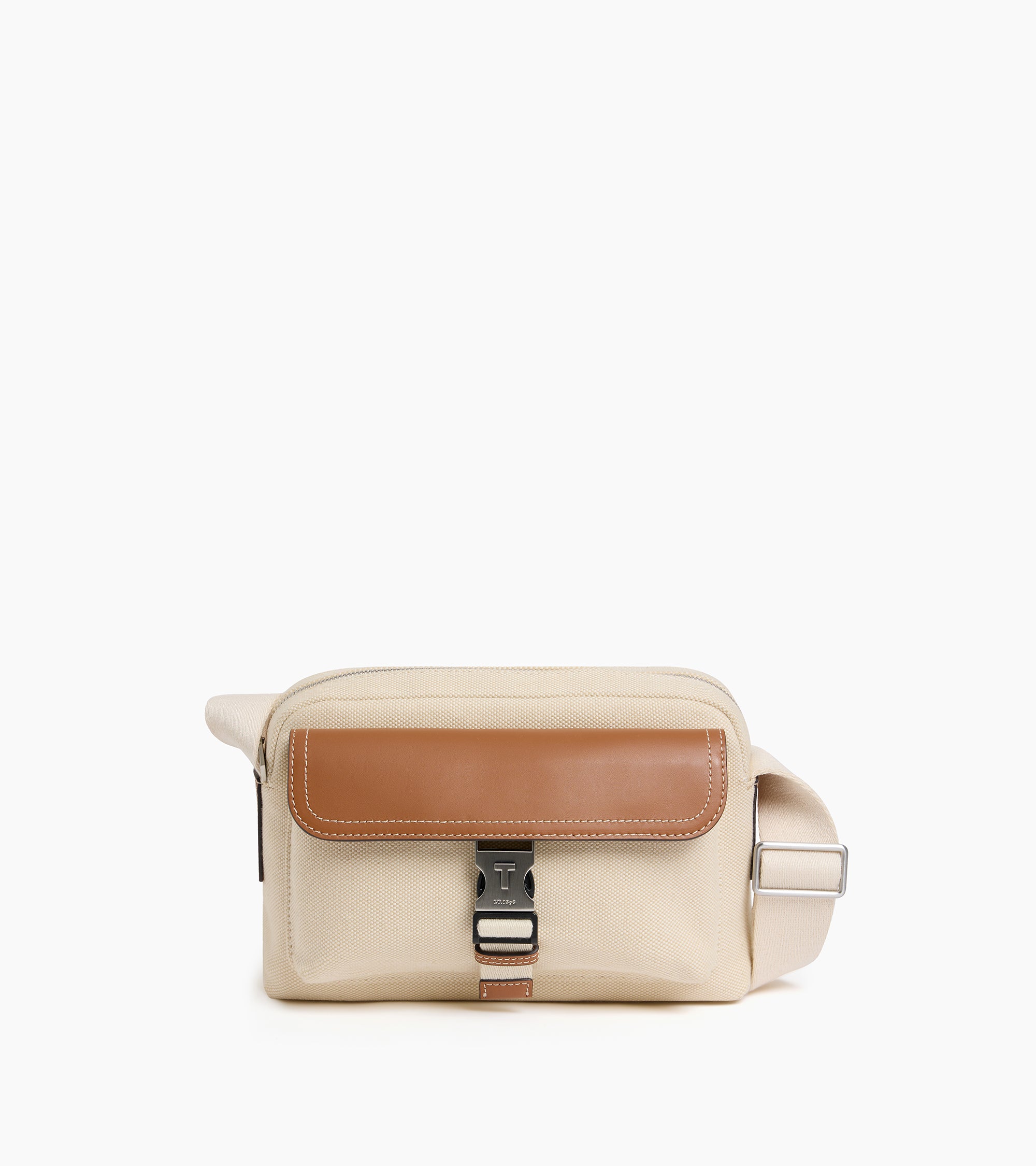 Maurice small shoulder bag in cotton canvas and smooth semi-vegetal leather