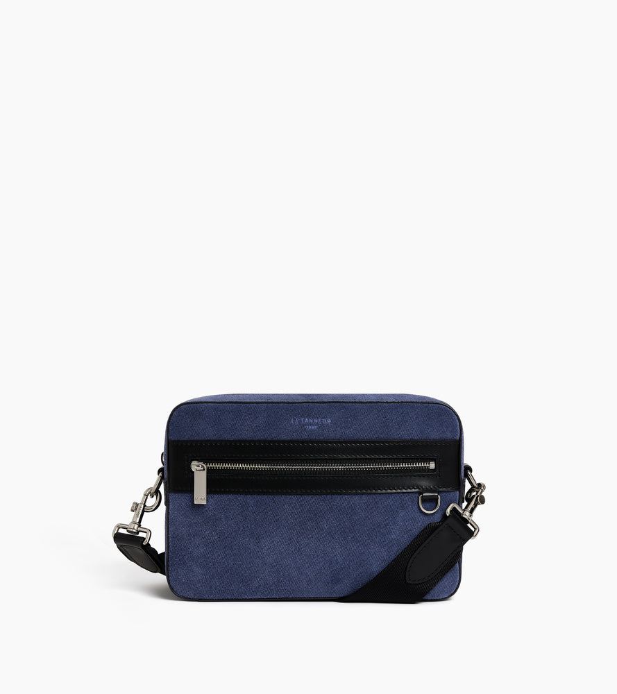 Petite sacoche Emile en cuir suède effet denim