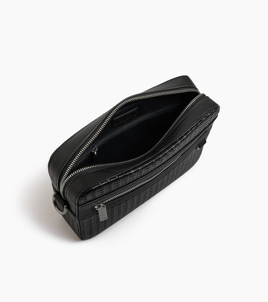 Petite sacoche Emile en cuir embossé et cuir lisse
