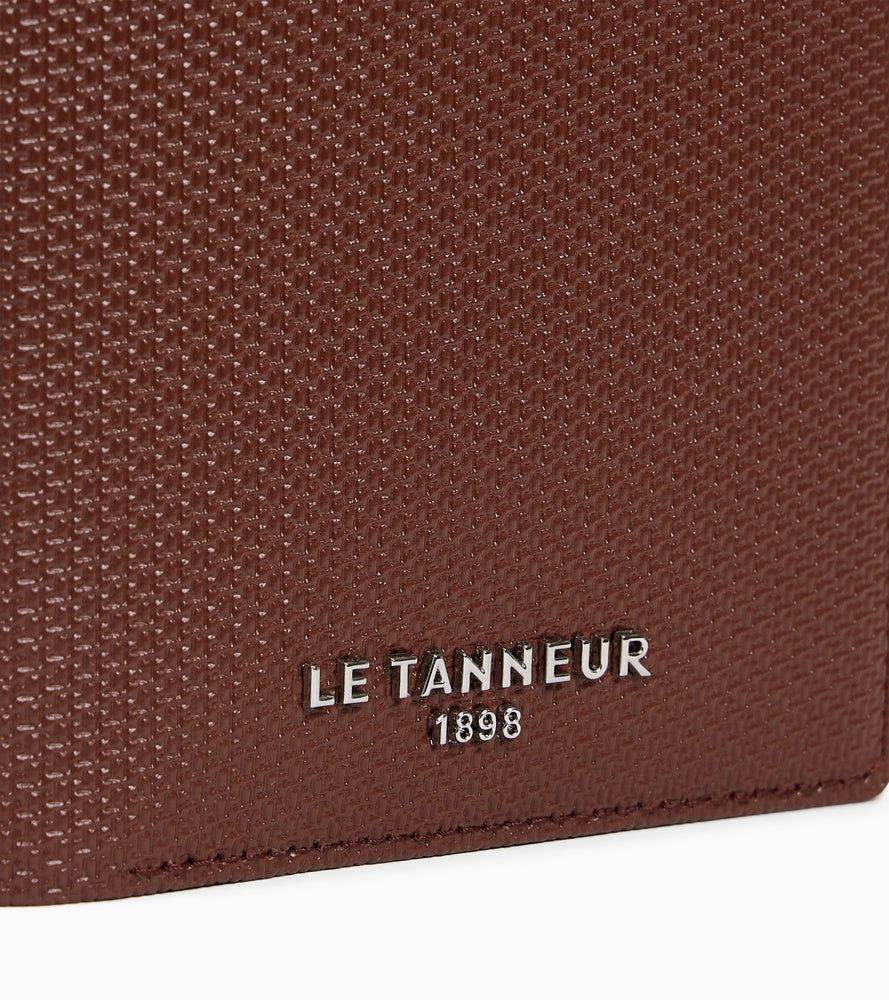 Portefeuille vertical zippé Emile en cuir signature T