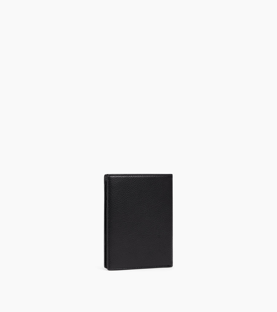 Portefeuille vertical zippé Emile en cuir grainé
