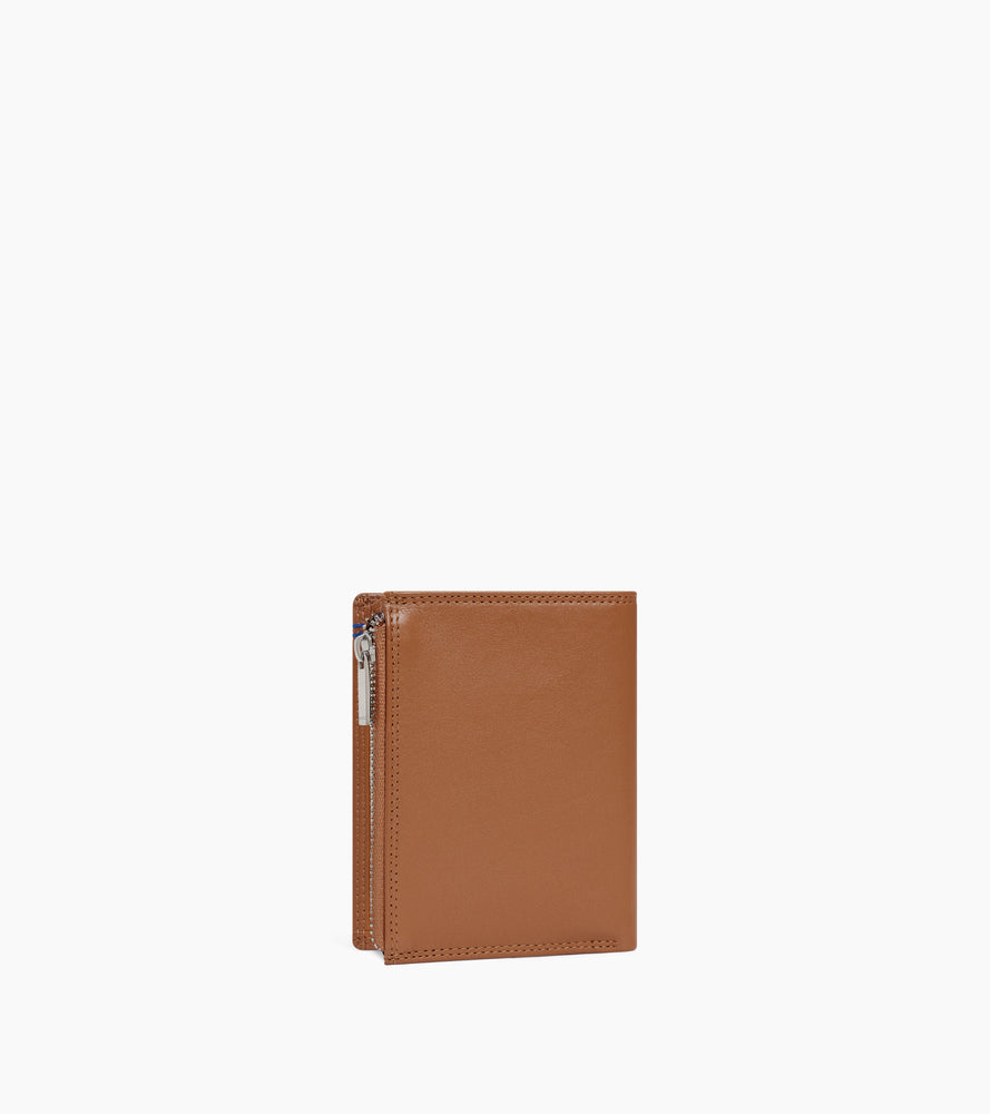Portefeuille vertical zippé moyen modèle Martin en cuir lisse