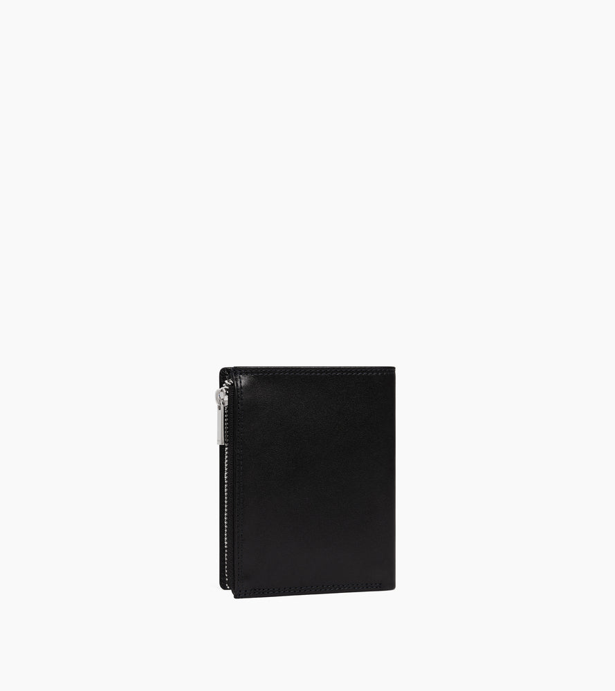 Portefeuille vertical zippé moyen modèle Martin en cuir lisse