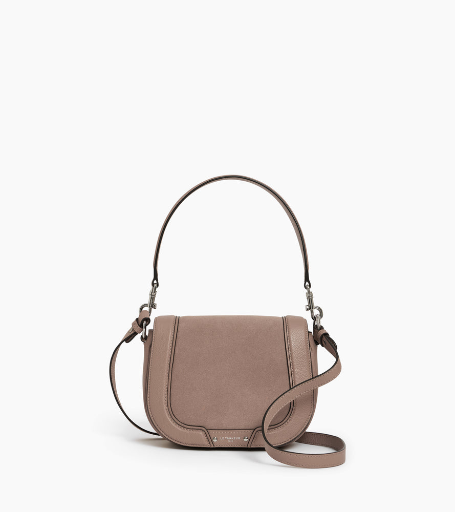Sac bandoulière moyen modèle Ella en cuir grainé et nubuck