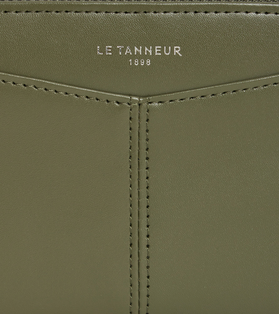 Porte monnaie zippé avec porte cartes amovible Charlotte en cuir lisse