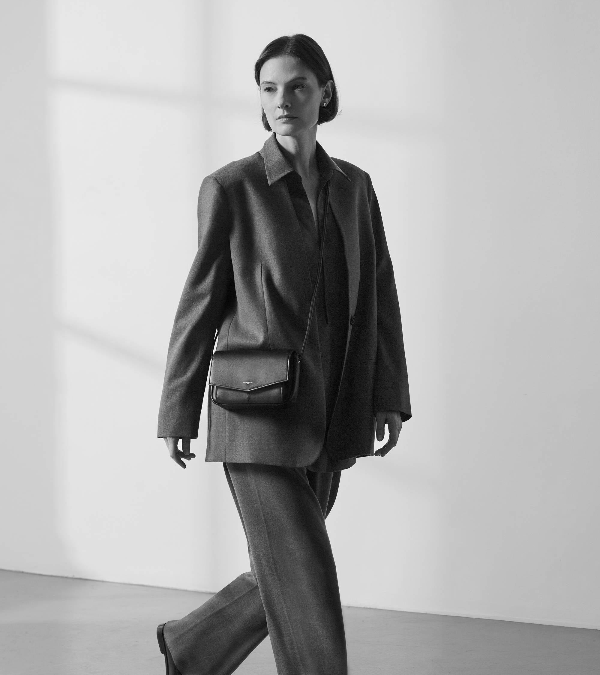 Sac pochette avec bandoulière amovible Charlotte en cuir lisse