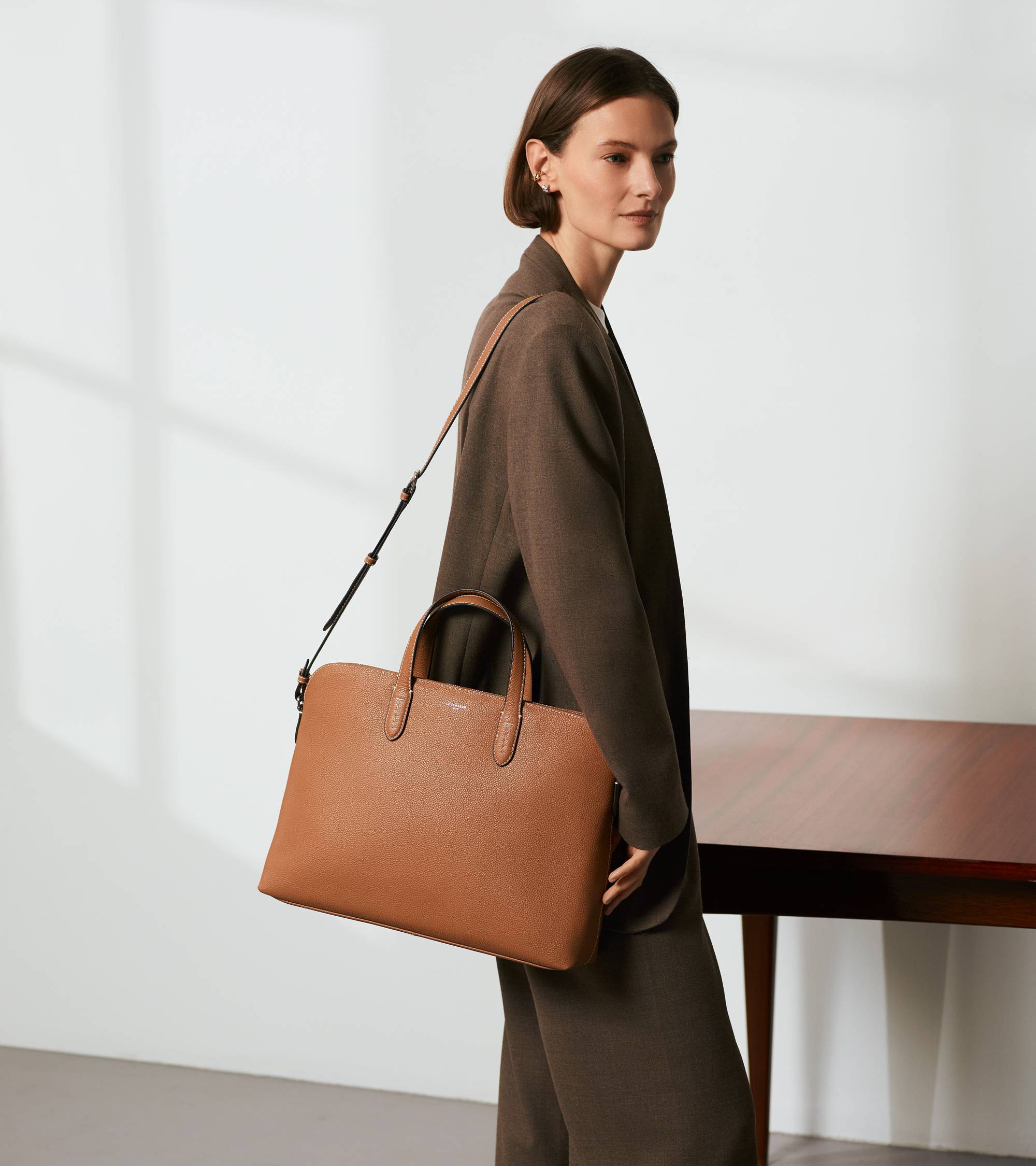 Porte documents 1 soufflet 15" Sophie en cuir grainé