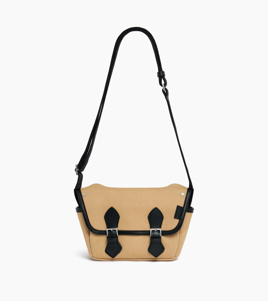 Petit sac bandoulière Solveig en toile coton et cuir lisse